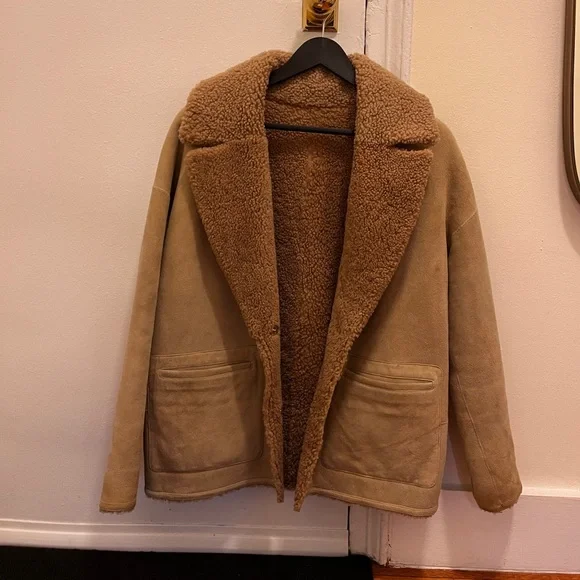 BA&SH reversible suede/teddy/shearling jacket - Picture 3 of 6